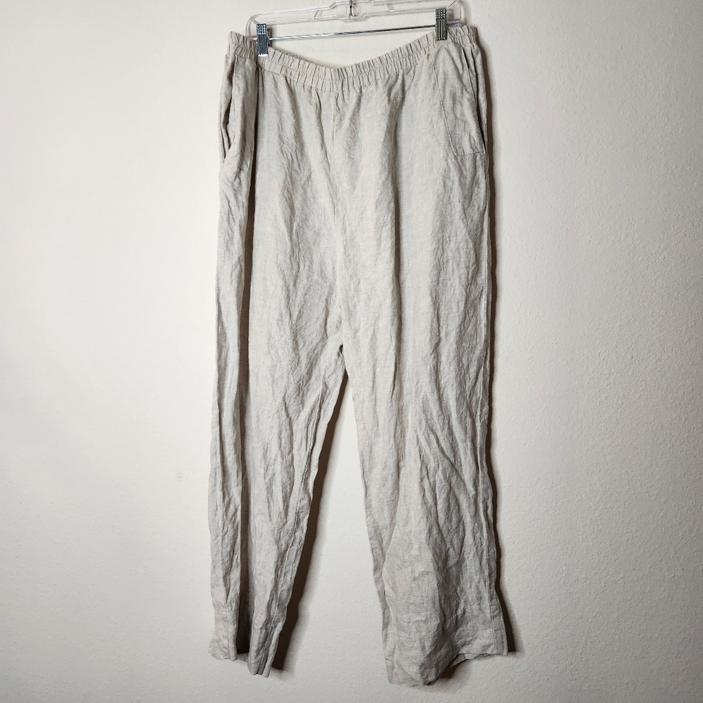 Downeast Womens XXL 2XL Beige 100% Linen Pants Pockets